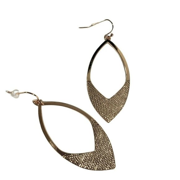 Fashion Jewelry Gold Red Oval Drop Earrings French Hook Dangle Leaf Shape Cutout - Picture 1 of 7